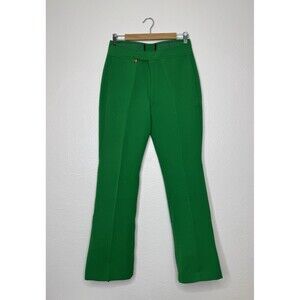 Vintage Roffe Green Wool Blend Classic Ski Pants Women 14 Long Made in USA Talon